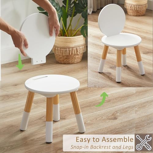 VECELO Activity Table and 2 Chair Set, Durable Playroom Furniture, Modern Minimalist Design, Easy Assembly, Cloud White