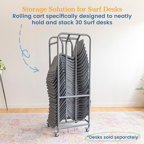 ECR4Kids The Surf Storage Rack, Holds 30 Lap Desks, Classroom Furniture, Silver