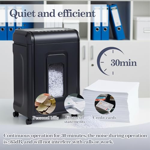 Primero Basics 18‑Sheet Micro‑Cut Paper Shredder for Home Office – P‑4 Security, 30‑Min Continuous Run, 7‑Gallon Bin, Portable on 360° Casters, Anti‑Jam, Quiet Micro‑Cut Document Shredder