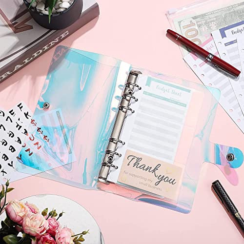 QERTYHKK A6 Binder Refillable Notebook Cover with 12 Cash Envelopes Budget Sheets and 2 Pieces Black Letters Labels for Planner Office