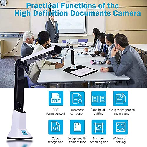 Hubceuo Document Camera for Teachers, Portable USB Document Camera Scanner with Stand 8MP HD A4 Format Cam Photo Scanner