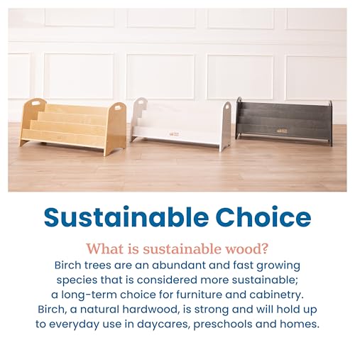 ECR4Kids 3-Shelf Toddler Wooden Book Display with Handles, Natural