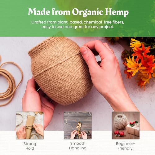 Bean Products Natural Hemp Twine - Macrame, Jewelry, Garden + Craft - 2 MM