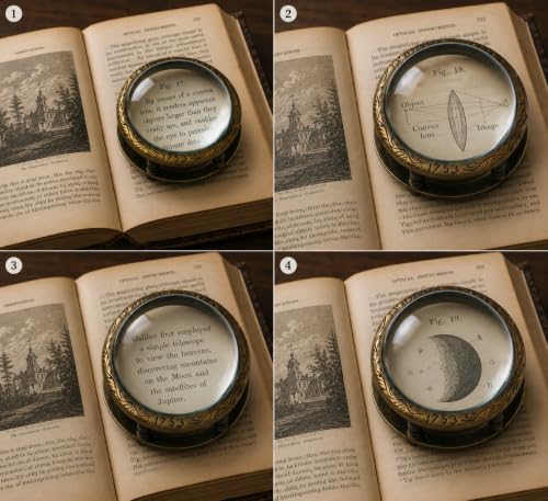 Desk Magnifying Glass Desktop Vintage Antique Style Engraved Magnifier Reading Magnifying Glass for Reading Book Traditional Glass BY MAI