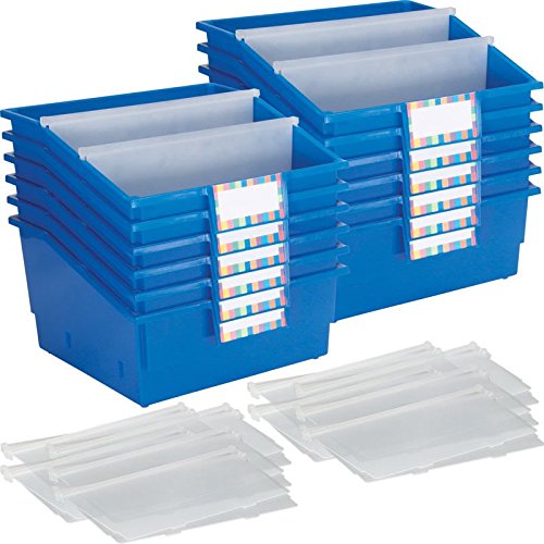 Really Good Stuff 12-Pack Blue Picture Book Classroom Library Bins