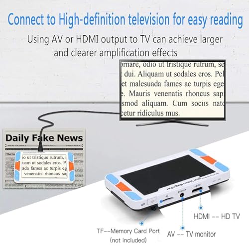 Wsexyy Portable Digital Magnifier, 5 Inch Screen Electronic Reading Aid with LED Light, 3X-48X Times Zoom, 26 Color Modes, Ideal for Books, Seniors & Low Vision