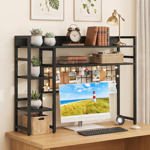 MAT EXPERT 37" Desk Hutch, Desktop Bookshelf for Up to 32" Computer Monitor