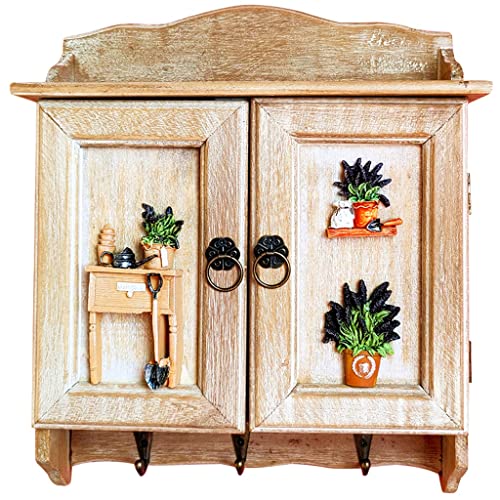 YTUdfhGDJ Key Storage Cabinet, American Retro Style Wall-Mounted Key Cabinet(Natural Color a)