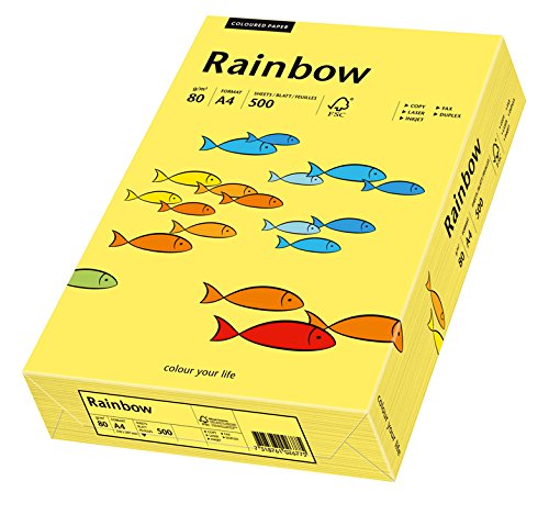 Schneidersöhne 88042343, Multi-Purpose Paper Rainbow, Coloured Paper, A4, 80 g/m2, 500 Sheets, Yellow