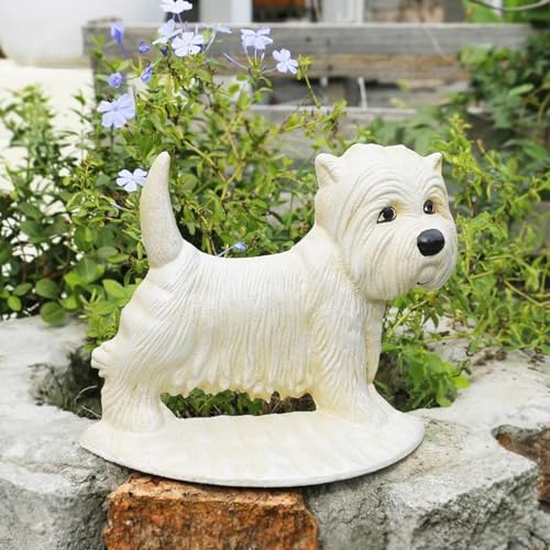 Solid Iron Dog Door Stopper for Door Gap 5-10mm, White Weighted Door Holder for Bottom of Door, Weight 6.6lb