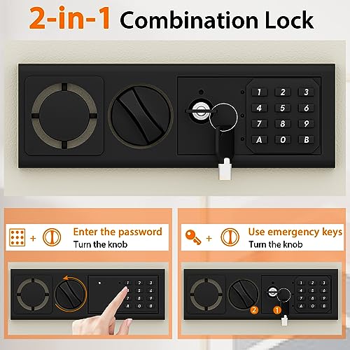 ERGOMASTER Wall Safe, Hidden In Wall Safe Between Studs, with Digital Keypad, Removable Shelf, for Gun Passports Money Jewelry, White
