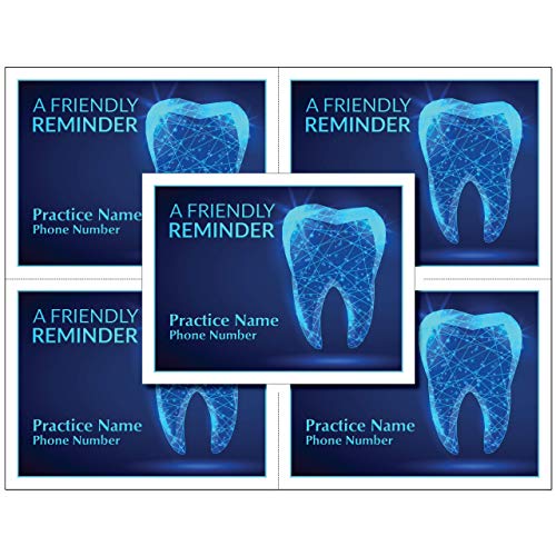 Custom Recall 4 Up Laser Reminder Postcards for Dental. Personalized front for your practice. 4 Cards Perforated for Tear-off at 4.25" x 5.5" on an 8.5" x 11" Sheet of 8 Pt Card Stock. (1000)