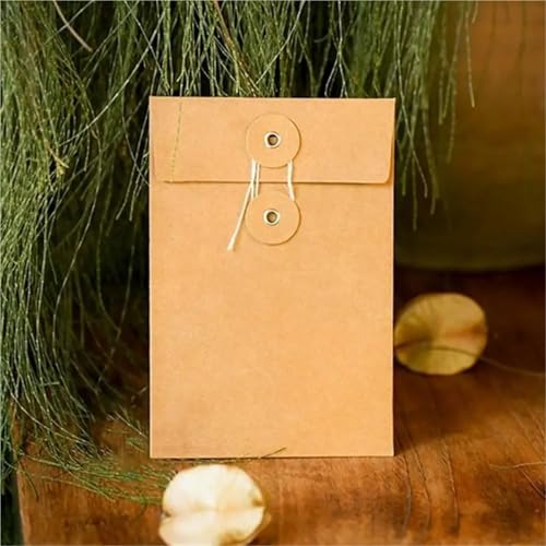 Durable 120Pcs 6.7x4.5 Inch Vintage Brown Paper String Business Envelopes Button and Tie Closure Clasp File(C)