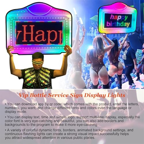Bottle Presenter For Night Club, Scrolling Color Letter Billboard, Led Letter Bottle Presenter, Bottle Service Sign With App Programmable,Remote Control/App Edit Your Own Rolling Message