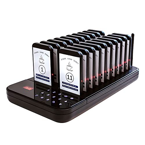 AGJ Restaurant Pager Wireless Calling System 20 Beepers Guest Customer Queue Pagers for Food Court Food Truck Church Nursery Clinic Coffee Shop with Buzzer Vibration Flash