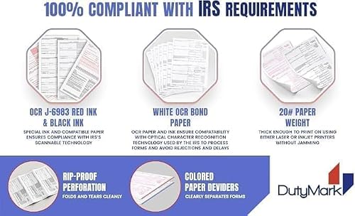 1099 NEC Forms 2025, 50 Pack 3 Part Laser Tax Forms Kit Pack of Federal/State Copy's, 1096's. Great for QuickBooks and Accounting Software, 2025, 1099-NEC 50 Pack