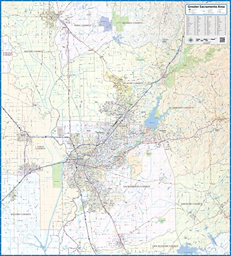 Greater Sacramento Area Laminated Wall Map (42” Wide by 47” high)