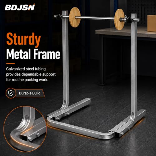 BDJSN Floor Standing Bubble Wrap Dispenser, Galvanized Steel Packing Roll Holder with Wooden Side Guides and Quick-Change Knobs, 70 Cm High for Warehouse Shipping and Moving Supplies 60cm