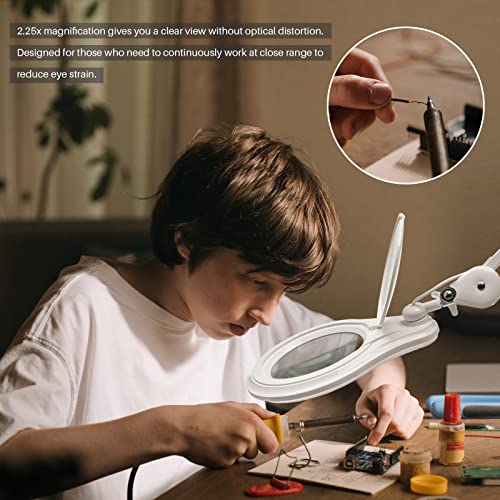 Bemelux LED Magnifying Lamp with Clamp, 14W 1200LM, 2.25X, White