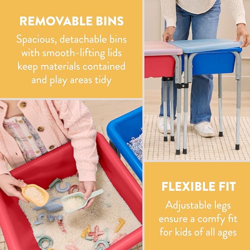 Back2School Express Adjustable Double Sensory Table with Lids, Kids Furniture, Blue/Red
