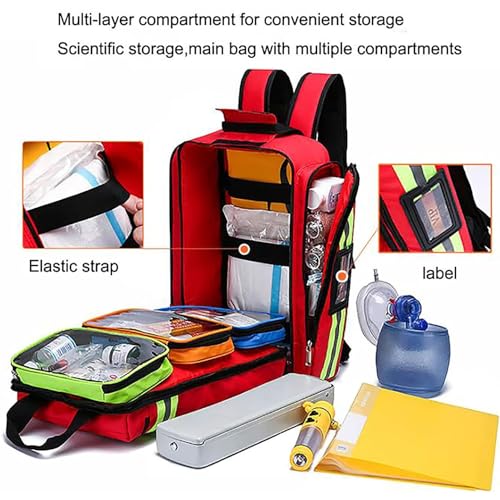 YUSIWOAL First Aid Kit Bag, Medical Emergency Bag, Reflective Design at Night, for EMT, Nurses, Tactical Medics, Home Care,Green(Green)