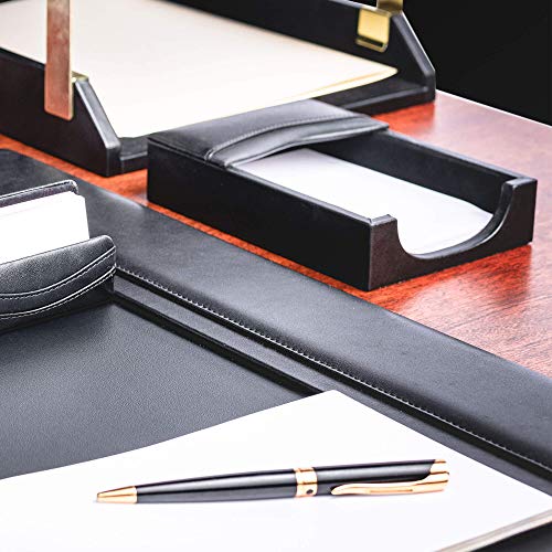 Dacasso Black Leather Memo Holder, 4-Inch by 6-Inch