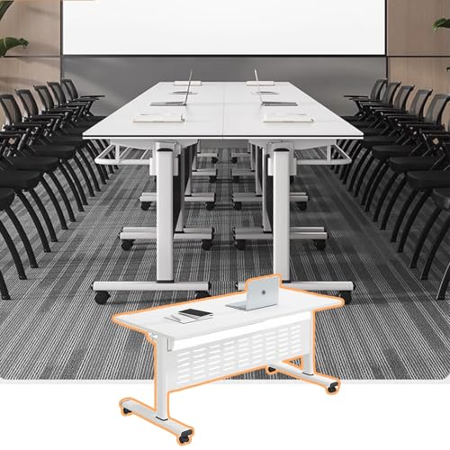 Conference Room Table 1/2/4/6/8 Pack Folding Conference Table, Office Training Room Table with Silent Wheels, Modern Meeting Table for Office ClassroomFlip Top Rolling Seminar Meeting(1pack,47x24x30in