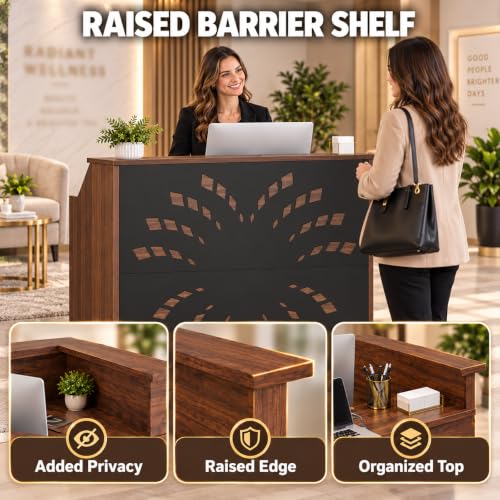 Reception Desk with Counter and Storage Cabinet for Salon Station (White)