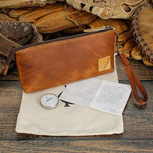 FIELDERS CHOICE GOODS Leather Money Pouch - 9.7 x 5in Small Money Bag for Cash Bank Deposits Medication Phone and More