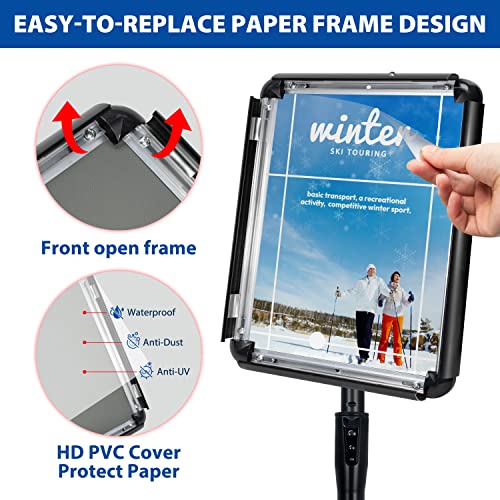 VAIIGO 6-Packs Sign Holder Stand for Display 8.5x11 Inch - Adjustable Floor Standing Sign Holder - Pedestal Poster Stand with Vertical & Horizontal View, Indoor/Outdoor Business & Store Signage(Black)