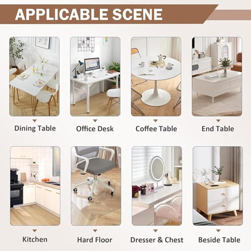 AHWEKR Office Chair Mat for Hard Floors 40 x 102 Inch, Clear Plastic Floor Protector for Rolling Desk & Computer Chairs, Transparent Under Desk Mat for Hardwood, Wood & Tile Floors
