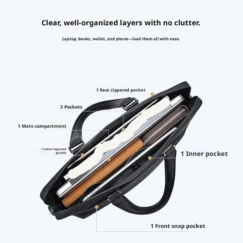 Briefcases for Men Men's Leather Briefcase, Large Tote