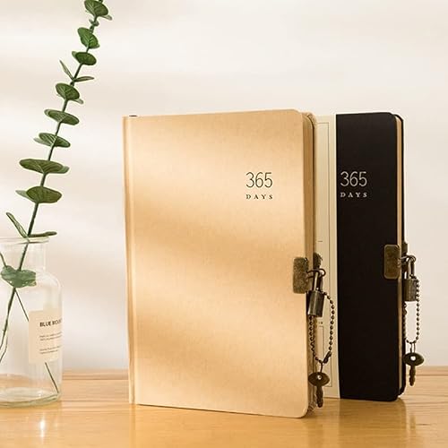 GFHSKRPL Vintage 365 days Notebook diary Planner A5 agenda Organzier 384 pages 100 GSM Kraft paper Sketchbook school supplies stationery(E)