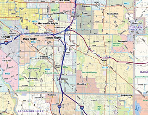Topographics Greater Cleveland Metro Area Laminated Wall Map (42" x 53")