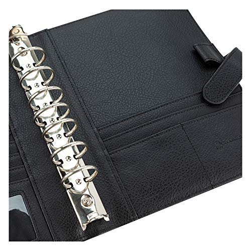 FranklinCovey - Anna Ring-Bound Binder for FranklinCovey Planners | Leather with Snap Closure (Classic, Onyx)