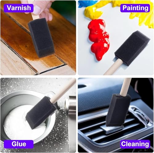 Foam Paint Brushes 80-Count Sponge Paint Brushes - Foam Applicators Ideal for Watercolor Art, Graffiti Designs & Crafts