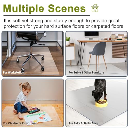 Heavy-Duty Clear Floor Protector Mat Non-Slip for Office Chair & Home