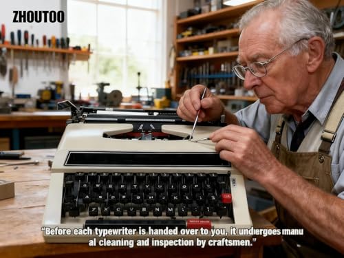 ZHOUTOO Vintage Mechanical English Typewriter with Original Carrying Case - Smooth Keys for Easy Typing - Manual Typewriter Ideal for Writers, Collectors, and Office Use