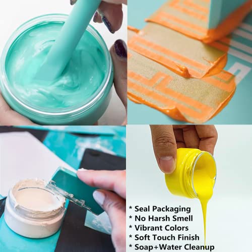 JAJADO 12 Jars Chalk Paste Paint for Stencils, Fabric Silk Screen Stencil Panit, Mesh Transfers Reusable Self Adhesive Stencil Paste Painting on Wood, T-Shirt, Chalkboard, Crafts Paste DIY Home Decor