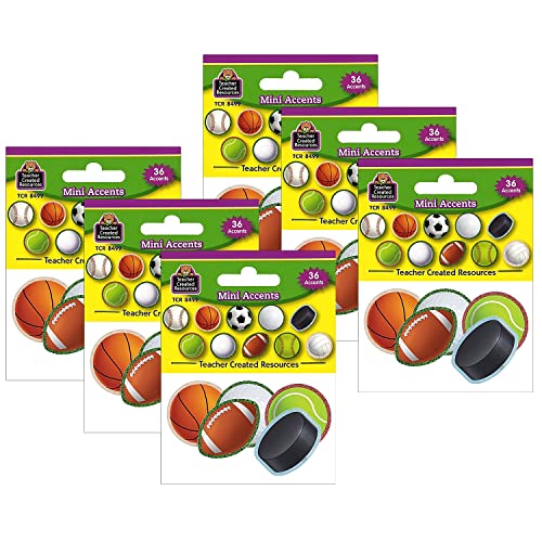 Teacher Created Resources Sports Mini Accents, 36 Per Pack, 6 Packs