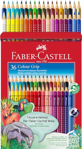 Faber-Castell COLOUR GRIP WATER-SOLUBLE PENCIL BOX 36, multicoloured, 17,5cm, F112442