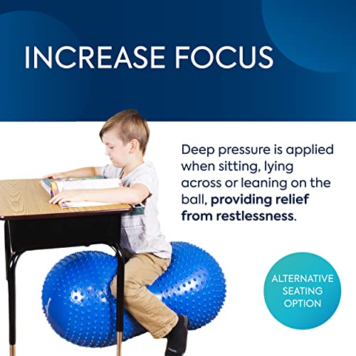 BouncyBand Peanut Stability Ball and Sensory Play Tool - Kids Flexible Seating Chair for Posture & Core Balance, 350lb Capacity, 36" x 20", Blue