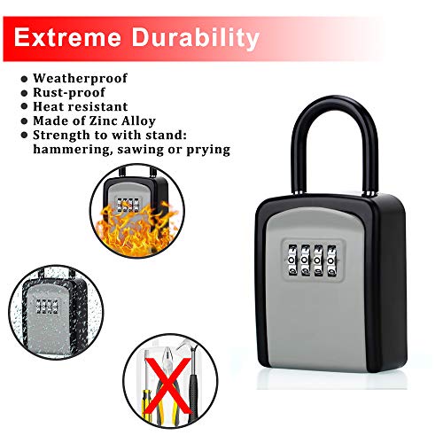 ABRA FOX Key Lock Box, Combination Lock Box with Code for House Key Storage, Combo Door Locker (Black-5pack)
