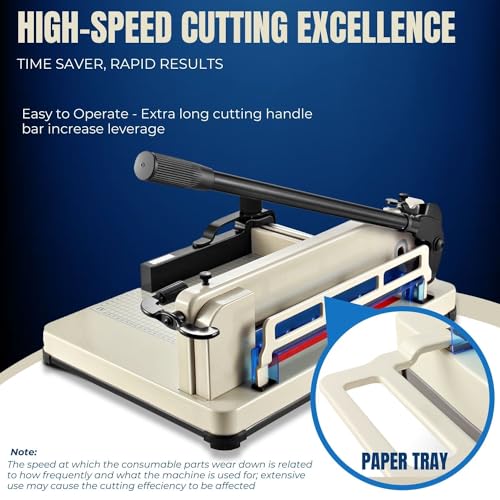 Flexzion Guillotine Paper Cutter 12" A4 Professional Industrial Heavy Duty Scrapbooking Metal Base Trimmer Machine 400 Sheet Capacity for Office Commercial Photocopy Printing Shop