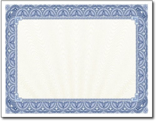 Blue Border Blank Certificate Paper - 500 Sheets 8.5" x 11" 28lb Bond - Gold Wave Design Bulk Certificate Paper for Printing Classroom Awards - Printable School Certificates for Certficate Holders