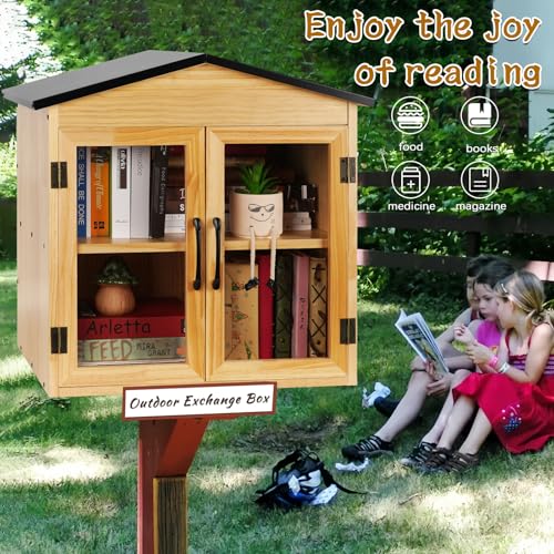 Ozzptuu 2-Tier Outdoor Library Box Exchange Box, 20x14x21 Inch