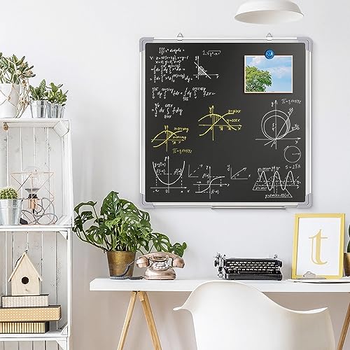Chalkboard Set 24x24 in, Magnetic Chalk Board with Chalk, Eraser & Magnets
