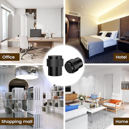 RINJUN 15 Pack Black Door Stoppers for Floor Mounting， Door Stopper Heavy Duty，304 Stainless Steel Cylindrical Made with Rubber Bumper，Floor Mount Door Holder Keep Door Open