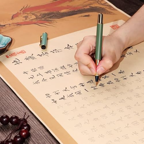 Calligraphy copy stickers chinese ancient books 地藏经描红字帖抄写地藏经书抄经本地藏王菩萨本愿经全文手抄临摹(1Pcs 【钢笔式毛笔+不含墨水+地藏经仿古【上】 字帖+收纳筒】)