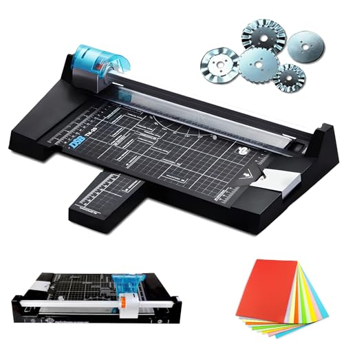 Eiwitany Multi-Function Paper Cutter, Heavy Duty Rotary Paper Cutter 4 Blades,Cut Straight Lines,Perforated Lines Wave Lines,Rotary Paper Trimmer Scrapbooking Tool